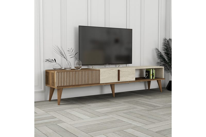 Lissione Tv-bänk 180 cm - Valnöt/Beige - Möbler - Tv möbel & mediamöbel - TV bänk & mediabänk