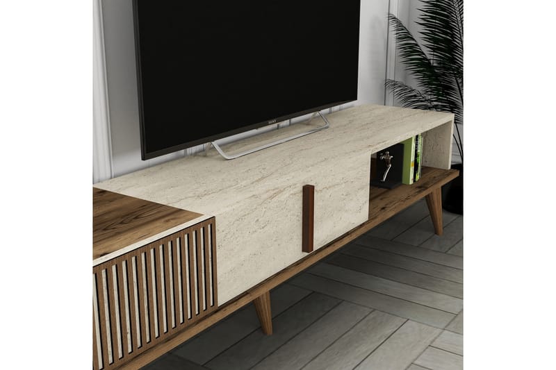 Lissione Tv-bänk 180 cm - Valnöt/Beige - Möbler - Tv möbel & mediamöbel - TV bänk & mediabänk