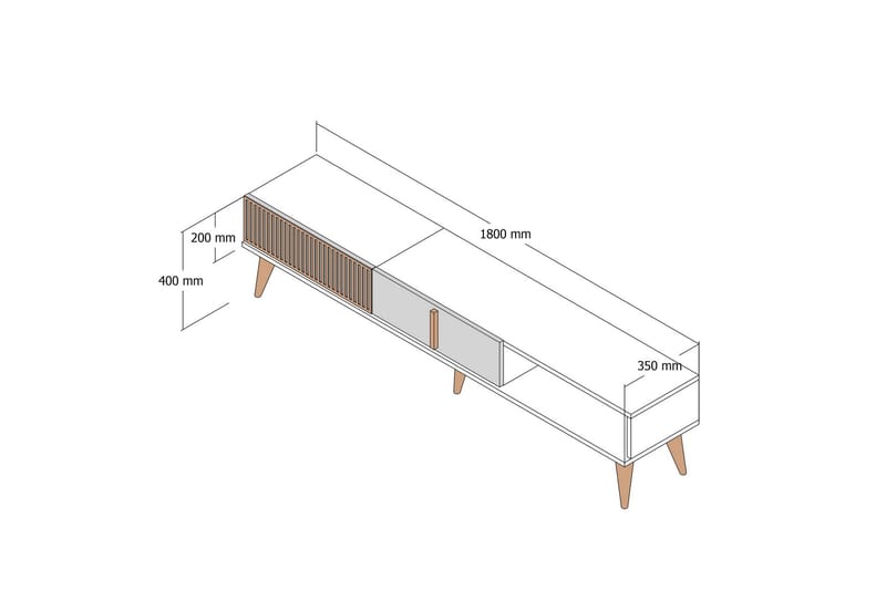 Lissione Tv-bänk 180 cm - Valnöt/Beige - Möbler - Tv möbel & mediamöbel - TV bänk & mediabänk