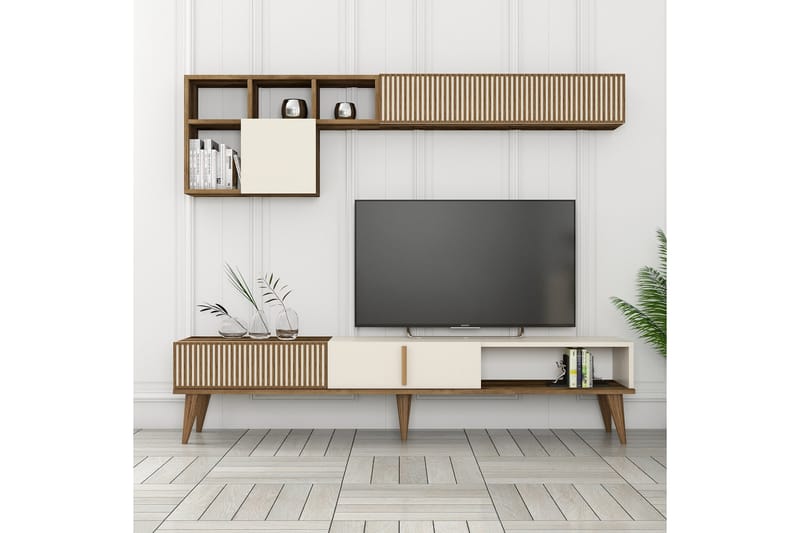 Lissione Tv-bänk 180 cm - Valnöt/Cream - Möbler - Tv möbel & mediamöbel - TV bänk & mediabänk