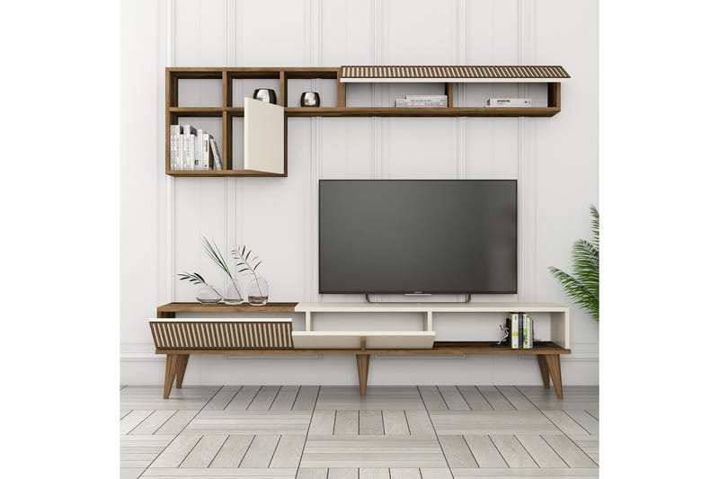 Lissione Tv-bänk 180 cm - Valnöt/Cream - Möbler - Tv möbel & mediamöbel - TV bänk & mediabänk