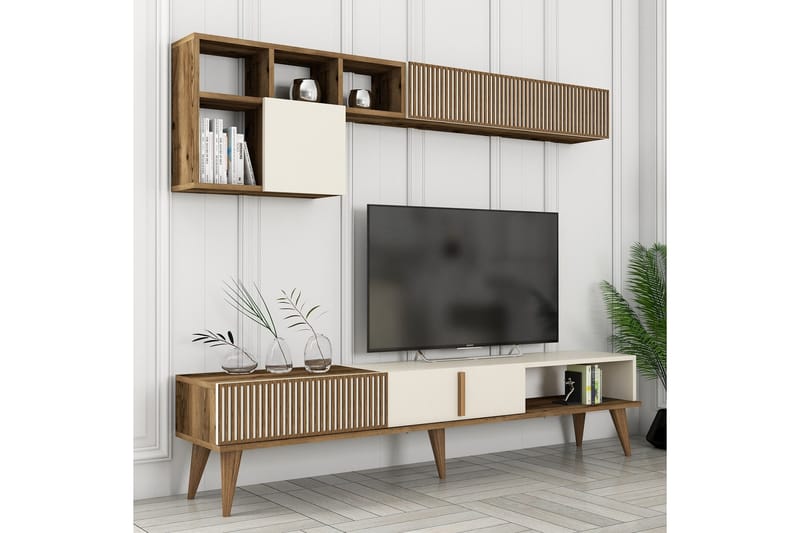 Lissione Tv-bänk 180 cm - Valnöt/Cream - Möbler - Tv möbel & mediamöbel - TV bänk & mediabänk