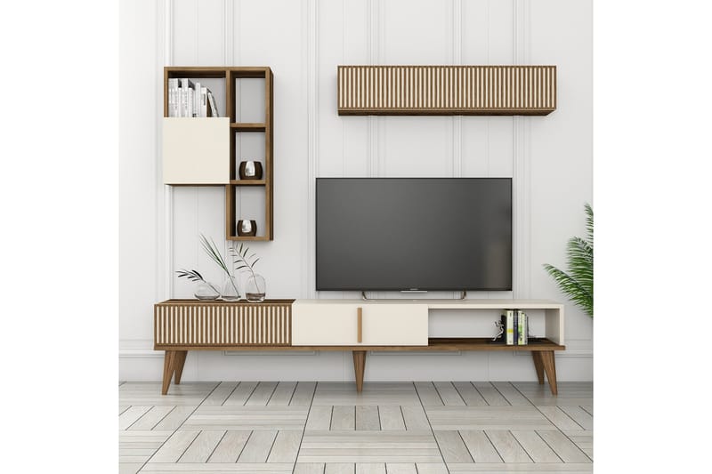 Lissione Tv-bänk 180 cm - Valnöt/Cream - Möbler - Tv möbel & mediamöbel - TV bänk & mediabänk