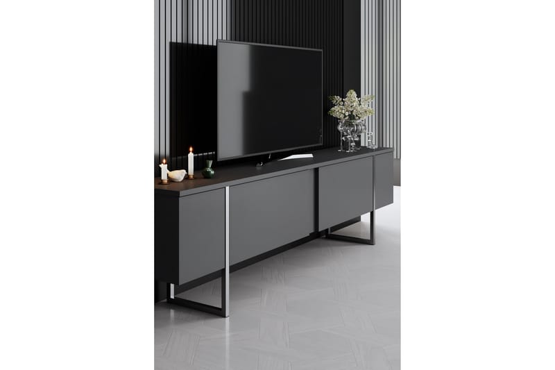 Luxe Tv-bänk 180 cm - Antracit/Silver - Möbler - Tv möbel & mediamöbel - TV bänk & mediabänk