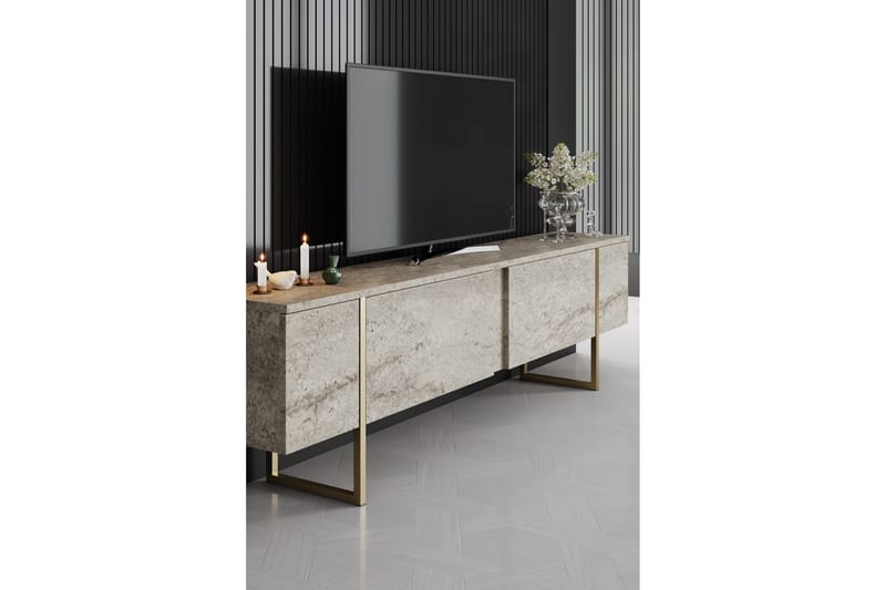 Luxe Tv-bänk 180 cm - Beige/Guld - Möbler - Tv möbel & mediamöbel - TV bänk & mediabänk