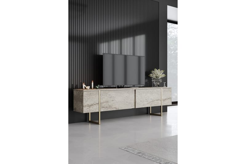 Luxe Tv-bänk 180 cm - Beige/Guld - Möbler - Tv möbel & mediamöbel - TV bänk & mediabänk