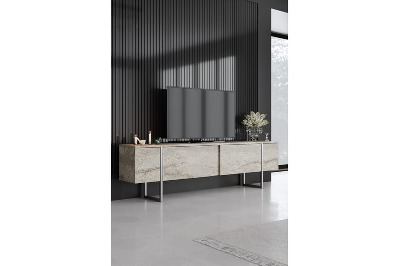 Luxe Tv-bänk 180 cm - Beige/Silver - Möbler - Tv möbel & mediamöbel - TV bänk & mediabänk