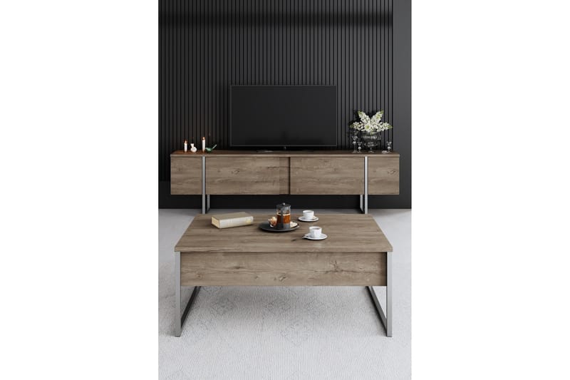 Luxe Tv-bänk 180 cm - Valnöt/Silver - Möbler - Tv möbel & mediamöbel - TV bänk & mediabänk