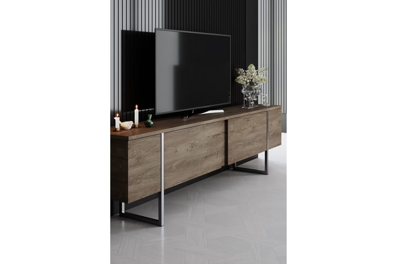 Luxe Tv-bänk 180 cm - Valnöt/Silver - Möbler - Tv möbel & mediamöbel - TV bänk & mediabänk