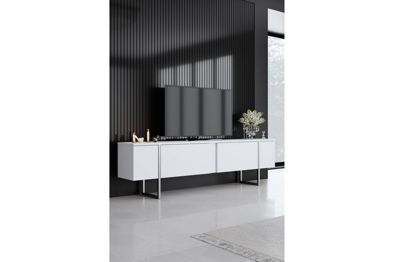 Luxe Tv-bänk 180 cm - Vit/Silver - Möbler - Tv möbel & mediamöbel - TV bänk & mediabänk