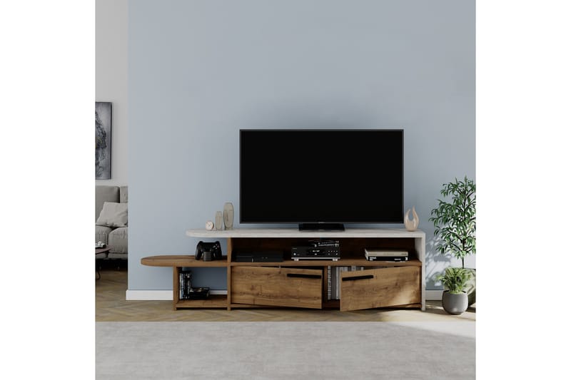 Lyra Tv-bänk 167x33 cm Blå/Brun - Hanah Home - Möbler - Tv möbel & mediamöbel - TV bänk & mediabänk