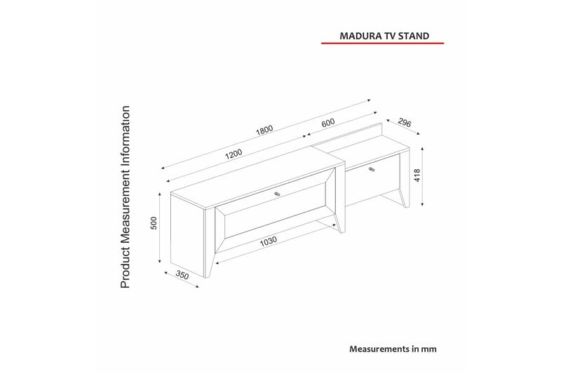 Madura Tv-bänk 180x35 cm Brun - Hanah Home - Möbler - Tv möbel & mediamöbel - TV bänk & mediabänk