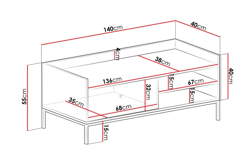 Mariestad Tv-bänk 140 cm - Grå - Möbler - Tv möbel & mediamöbel - TV bänk & mediabänk