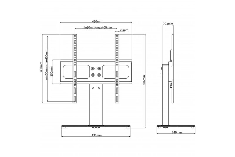 TV-stöd med fot 400x400 mm 23 - 55 - Svart - Möbler - Tv möbel & mediamöbel - Mediastativ & väggfäste - Väggfäste TV & TV stativ