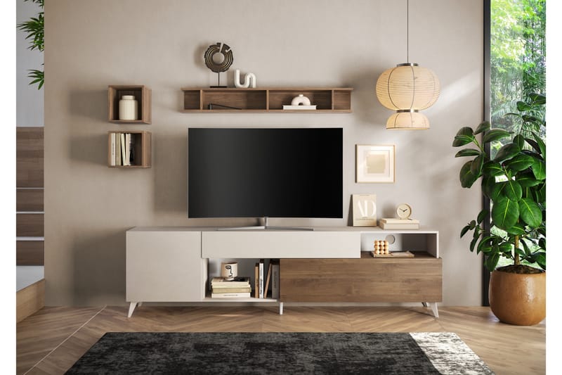 Monaco Tv-bänk 241x42 cm - Brun/Vit - Möbler - Tv möbel & mediamöbel - TV bänk & mediabänk