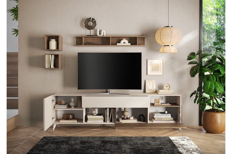 Monaco Tv-bänk 241x42 cm - Brun/Vit - Möbler - Tv möbel & mediamöbel - TV bänk & mediabänk