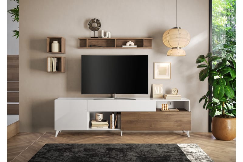 Monaco Tv-bänk 241x42 cm - Brun/Vit - Möbler - Tv möbel & mediamöbel - TV bänk & mediabänk