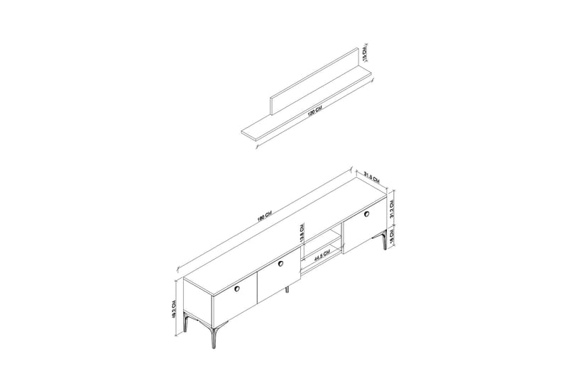 Motto Tv-bänk 180 cm - Ek/Vit - Möbler - Tv möbel & mediamöbel - TV bänk & mediabänk