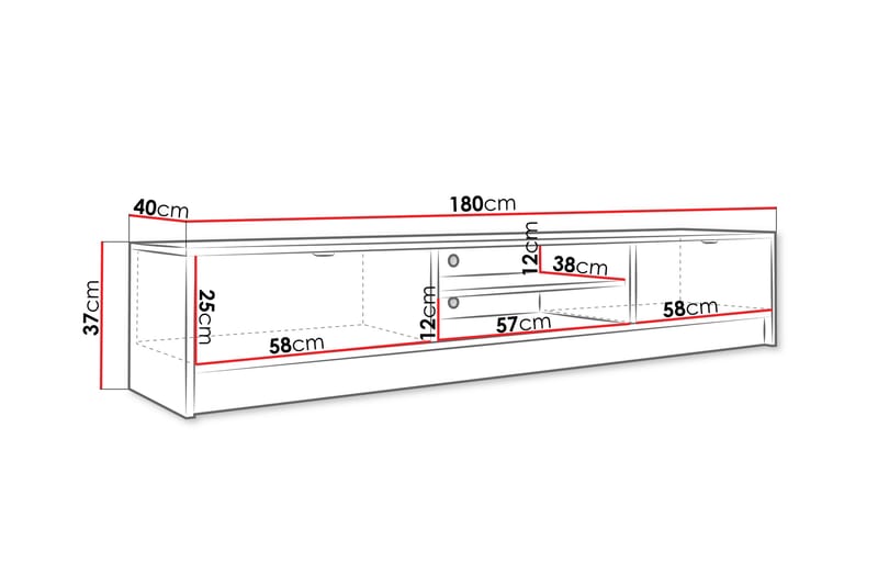 Munkedal Tv-bänk 180 cm - Vit - Möbler - Tv möbel & mediamöbel - TV bänk & mediabänk