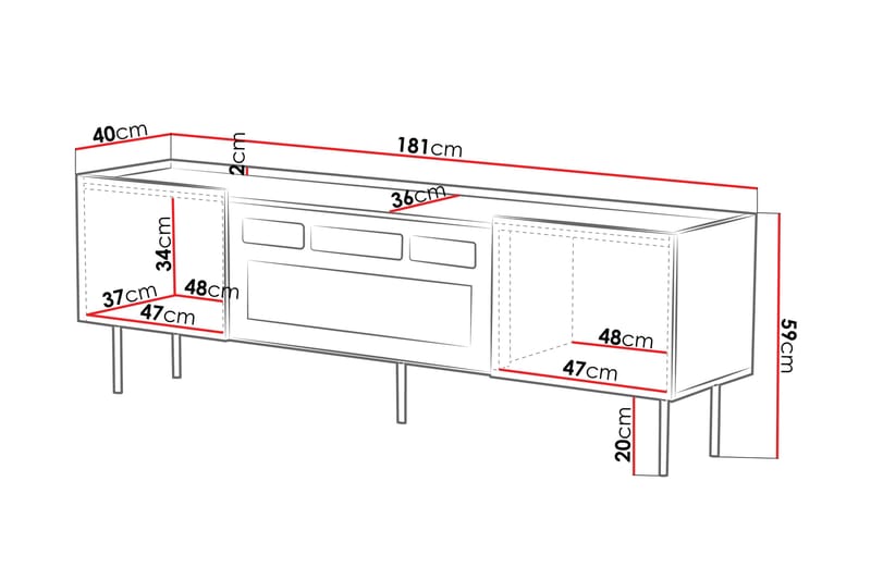 Munkedal Tv-bänk 181 cm - Svart - Möbler - Tv möbel & mediamöbel - TV bänk & mediabänk