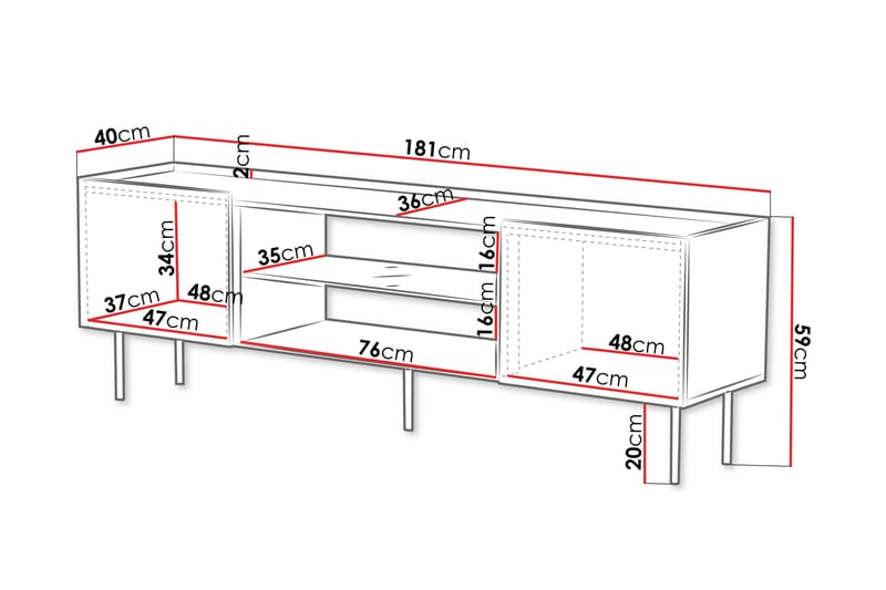 Munkedal Tv-bänk 181 cm - Vit - Möbler - Tv möbel & mediamöbel - TV bänk & mediabänk