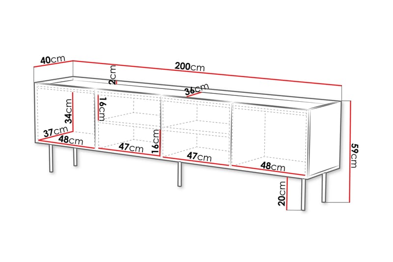 Munkedal Tv-bänk 200 cm - Svart - Möbler - Tv möbel & mediamöbel - TV bänk & mediabänk