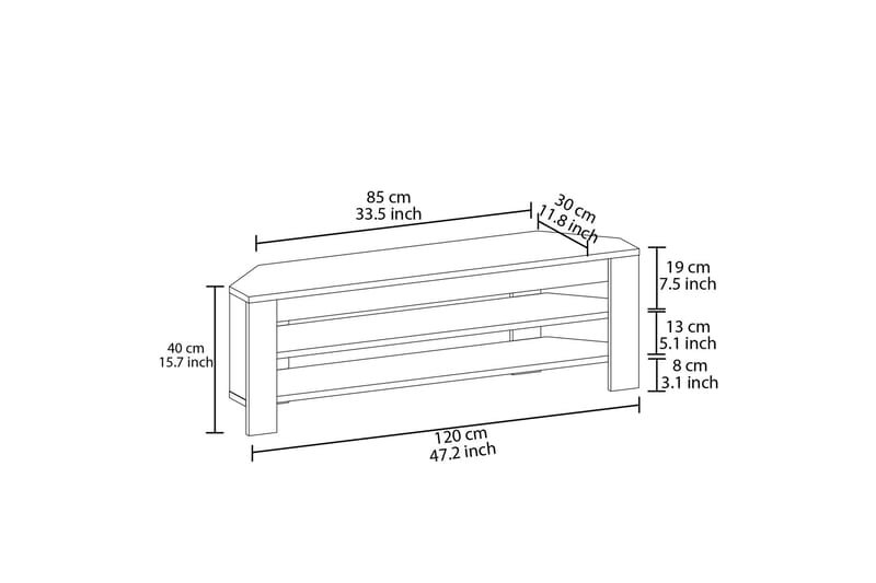 Oderzo Tv-bänk 120 cm - Ek - Möbler - Tv möbel & mediamöbel - TV bänk & mediabänk