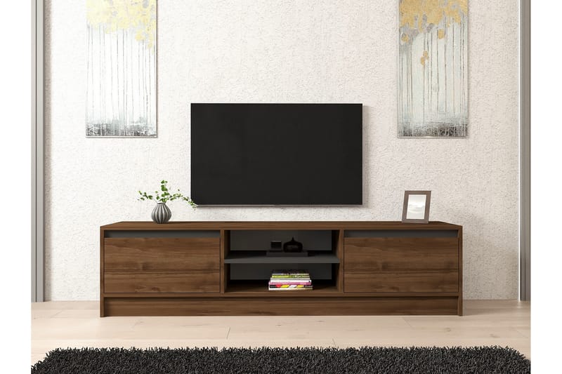 Olca Tv-bänk 180 cm - Valnöt/Antracit - Möbler - Tv möbel & mediamöbel - TV bänk & mediabänk