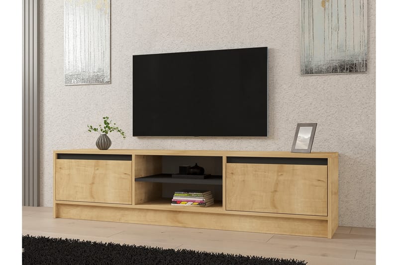 Pelen Tv-bänk 180 cm - Brun/Ek/Antracit - Möbler - Tv möbel & mediamöbel - TV bänk & mediabänk