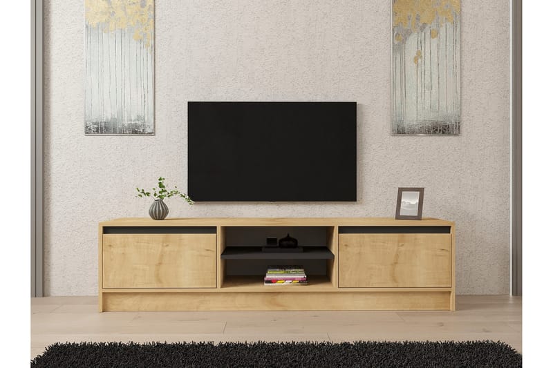 Pelen Tv-bänk 180 cm - Brun/Ek/Antracit - Möbler - Tv möbel & mediamöbel - TV bänk & mediabänk