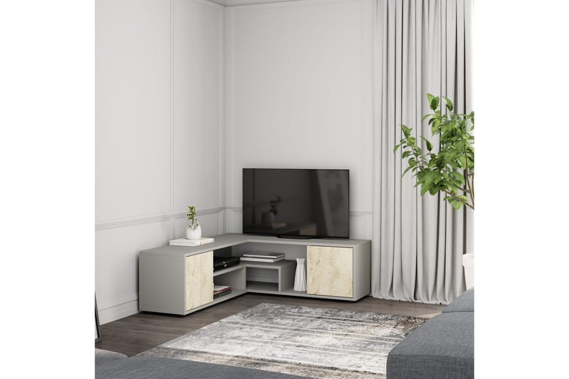 Pienk Tv-bänk 125 cm - Grå/Travertine - Möbler - Tv möbel & mediamöbel - TV bänk & mediabänk