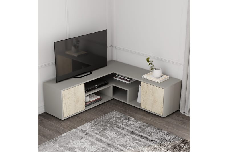 Pienk Tv-bänk 125 cm - Grå/Travertine - Möbler - Tv möbel & mediamöbel - TV bänk & mediabänk