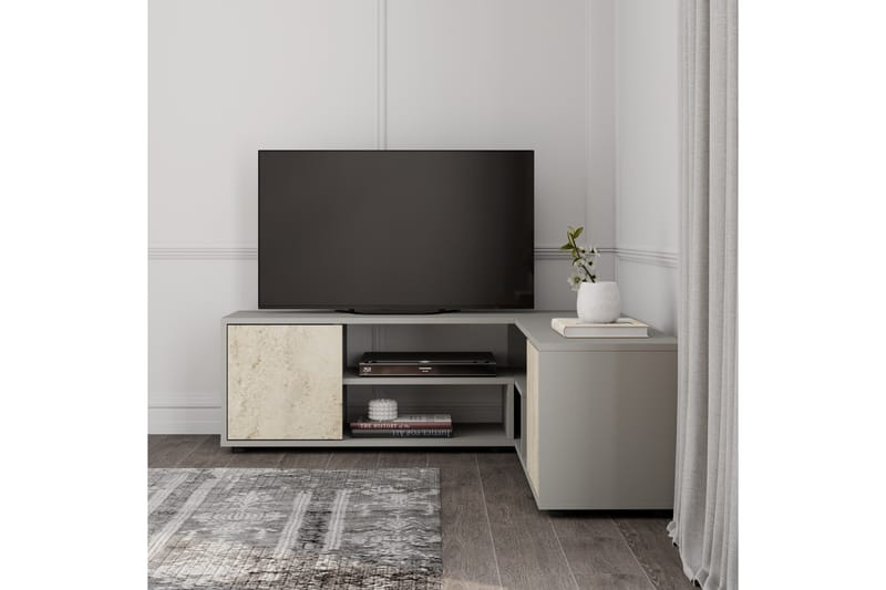 Pienk Tv-bänk 125 cm - Grå/Travertine - Möbler - Tv möbel & mediamöbel - TV bänk & mediabänk