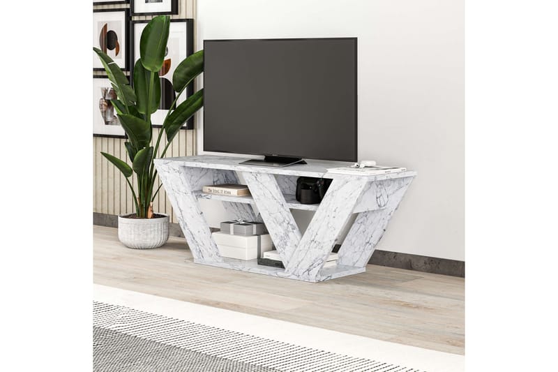 Pipralla Tv-bänk 110 cm - Vit marmor - Möbler - Tv möbel & mediamöbel - TV bänk & mediabänk