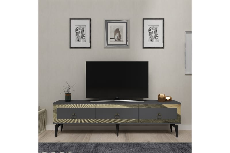 Ponny Tv-bänk 180 cm - Antracit/Guld - Möbler - Tv möbel & mediamöbel - TV bänk & mediabänk