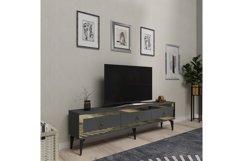 Ponny Tv-bänk 180 cm - Antracit/Guld - Möbler - Tv möbel & mediamöbel - TV bänk & mediabänk