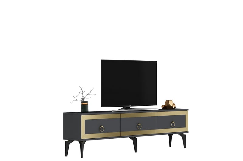 Ponny Tv-bänk 180 cm - Antracit/Guld - Möbler - Tv möbel & mediamöbel - TV bänk & mediabänk