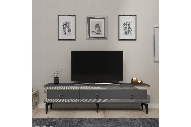 Ponny Tv-bänk 180 cm - Antracit/Silver - Möbler - Tv möbel & mediamöbel - TV bänk & mediabänk