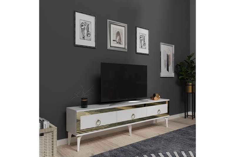 Ponny Tv-bänk 180 cm - Vit/Guld - Möbler - Tv möbel & mediamöbel - TV bänk & mediabänk