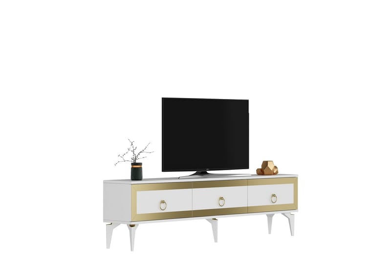 Ponny Tv-bänk 180 cm - Vit/Guld - Möbler - Tv möbel & mediamöbel - TV bänk & mediabänk