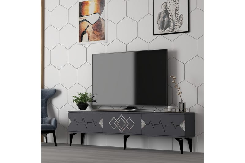 Ritim Tv-bänk 180 cm - Antracit/Silver - Möbler - Tv möbel & mediamöbel - TV bänk & mediabänk