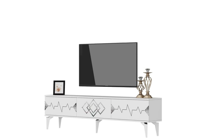 Ritim Tv-bänk 180 cm - Vit/Silver - Möbler - Tv möbel & mediamöbel - TV bänk & mediabänk