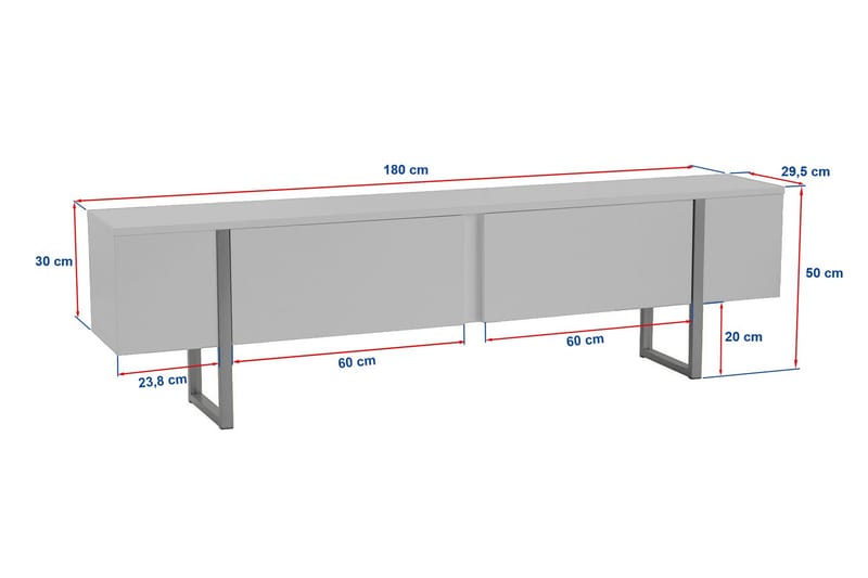 Serenity Tv-bänk 180x30 cm - Vit/Guld - Möbler - Tv möbel & mediamöbel - TV bänk & mediabänk