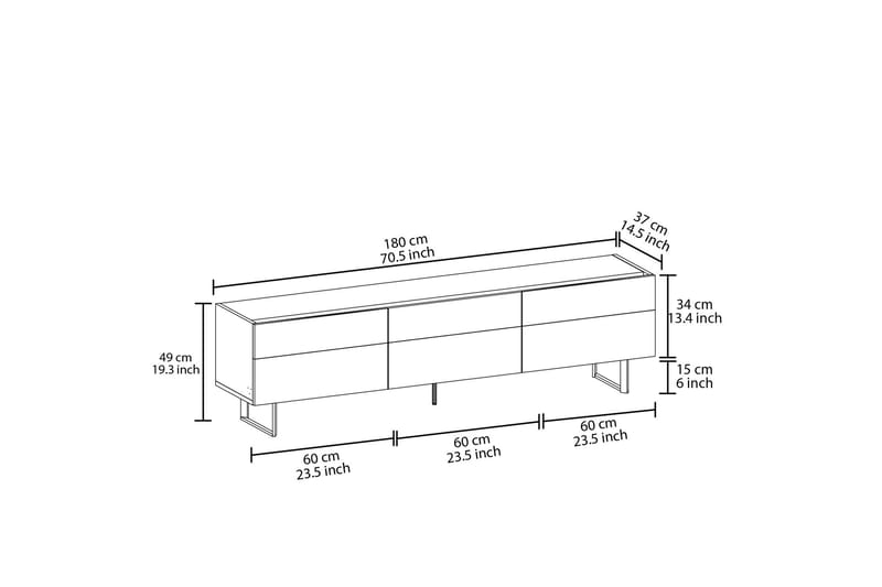 Sign Tv-bänk 180 cm - Grå/Ek - Möbler - Tv möbel & mediamöbel - TV bänk & mediabänk