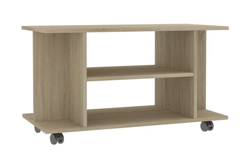 TV-bänk med hjul sonoma ek 80x40x40 cm spånskiva - Brun - TV bänk & mediabänk