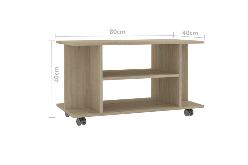 TV-bänk med hjul sonoma ek 80x40x40 cm spånskiva - Brun - TV bänk & mediabänk