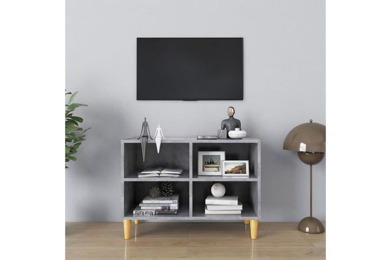 TV-bänk med massiva ben grå 69,5x30x50 cm - Grå - Möbler - Tv möbel & mediamöbel - TV bänk & mediabänk