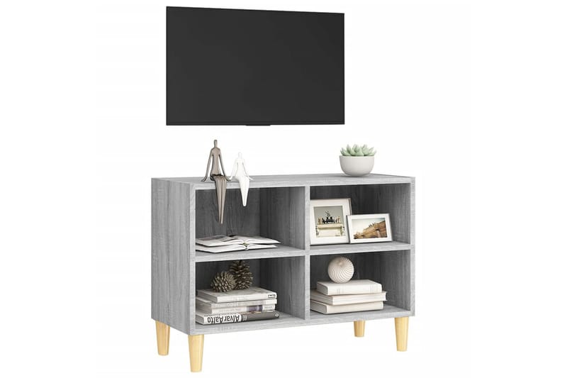 TV-bänk med massiva ben grå sonoma-ek 69,5x30x50 cm - Grå - Möbler - Tv möbel & mediamöbel - TV bänk & mediabänk