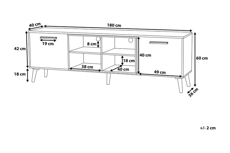 Alloa Tv-Bänk 40x180 cm - Vit - TV bänk & mediabänk