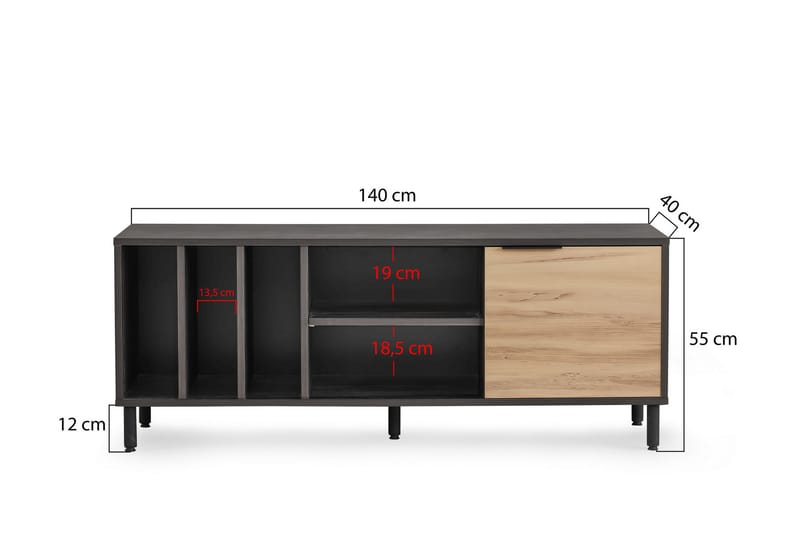 Ayleen Tv-bänk 140 cm - Mörkbrun/Natur - TV bänk & mediabänk